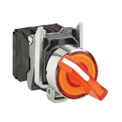 Sélecteur métallique lumineux orange résistant pour sécuriser vos circuits industriels 22mm