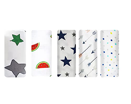 Image of swaddle wrap for new born Pure Cotton Muslin Baby Swaddle Blanket, Wrap Cloth Cotton Swaddle for Newborn Baby Cotton Swaddle Blanket-Pack of 5 with Size 120X100 CM - Way to Sky
