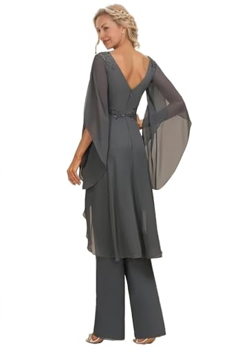 2 Pieces Chiffon Mother of The Bride Pant Suits for Women with Lace Appliques Long Prom Formal Jumpsuit Gowns3