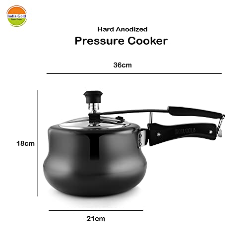 Image of Hard Anodized Induction Base Handi Shape Pressure Cooker with Stainless Steel Inner Lid (ISI Approved & 5 Years Warranty)