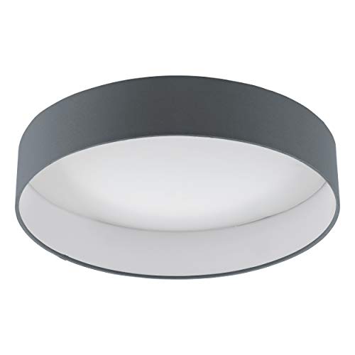 Preisvergleich Produktbild EGLO LED Deckenlampe dimmbar Palomaro 1, Deckenleuchte Stoff, Wohnzimmerlampe aus Textil, Kunststoff, Farbe: anthrazit, weiß, Ø: 40,5 cm