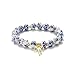 FRFSORO Fashion Blue and White Porcelain Handmade Weave Beads Bracelets Elastic Cord Adjustable Cute Girls Bowknot Pendant Hand Bangle(Pink)