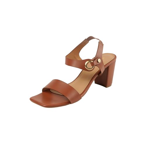 Mochi Women's Tan Fashionable Block Heel Sandals UK/7 EU/40(40-411)