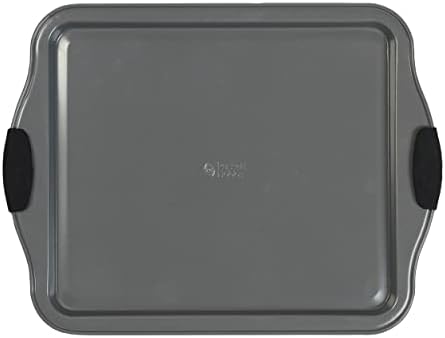Russell Hobbs RH01914EU Pearlised Baking Tray, Non-Stick Baking Sheet, Carbon Steel, PFOA Free, 38 cm, Silicone Handles, Kitchen Cookware for Roasting Vegetables, Meat, Matte Grey