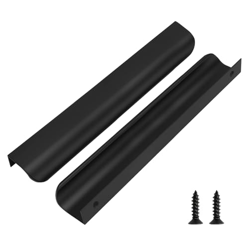 Image of Goldenwarm Black Cabinet Handles 7-1 /2 Inch 6 Pack, Finger Pulls for Cabinets, Edge Pull for Dresser Drawers, Aluminum Alloy, Modern Kitchen Hardware for Dresser Bathroom Closet and Cupboard