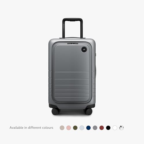 Image of Monos Carry-On Pro Plus Luggage 23 Inch - Hardside Spinner Suitcase with TSA Lock & Laptop Front Pocket | Airline Approved, 42L Polycarbonate Rolling Carry On | Fits 16 inch Laptop | Storm Grey