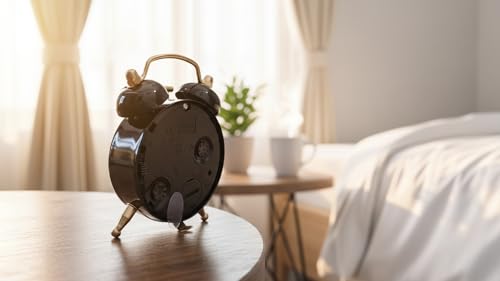 Image of BUQARO Dreamy Retro Metal Body Cute Small Mini Twin Bell Alarm Clock with Soft Raibo