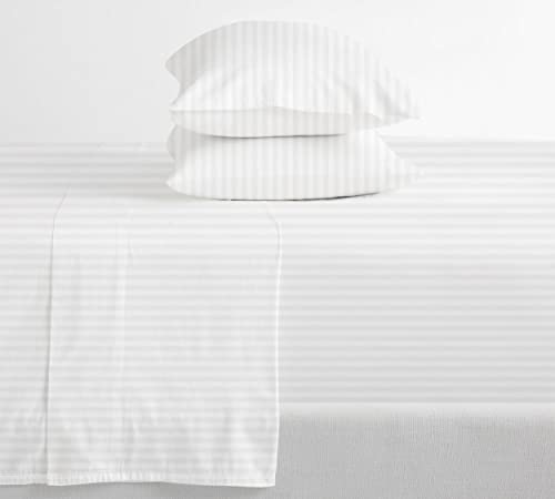 Kotton Culture Striped White King Sheets 1000 Thread Count 4 Piece 100% Egyptian Cotton Soft Long Staple Cotton Bedding Luxury Hotel Sheets with Deep Pockets Snug Fit Sateen Weave (Striped - White)