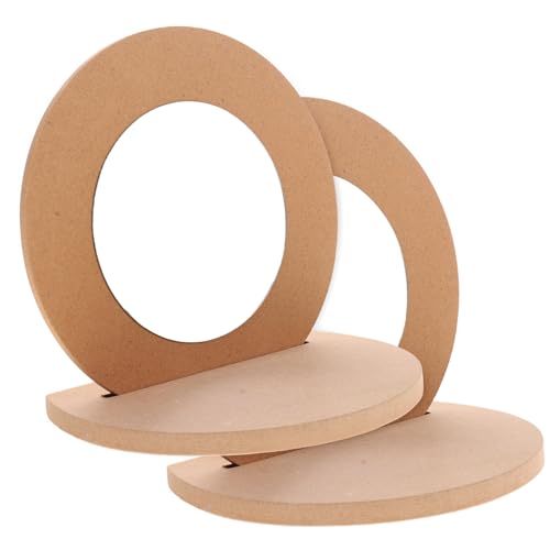 CLISPEED 2PCS DIY Wooden Mirror for Unpainted Round Tabletop Mirrors for Creative Painting Educational Plaything for Makeup and Imagination Craft Activity