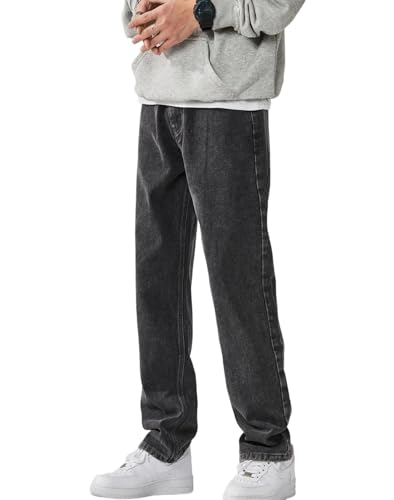 Men's Vintage Loose Straight-Leg Jeans, Stylish Korean-Style Denim Streetwear and Everyday wear