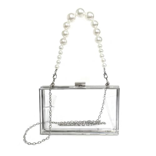Image of Ladies Clear Acrylic Moon and Star Rhinestone Chain Bag Sparkly Transparant Clutch Purse for Women Evening