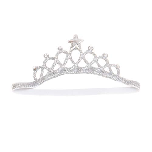 Baby Girl Crown Tiara Headband Head Wrap Hair Band Headwear Birthday Gift Princess Tiara Crown Headband (Silver)