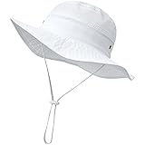 Malaxlx Unisex Kleinkind Sonnenhut Weiß Fischerhut Kinder Sommerhut Breiter Krempe Draussenhut für 2-6 Jahre Mädchen Jungen
