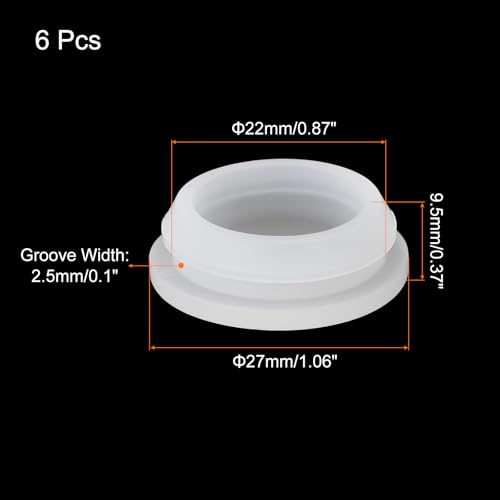 Image of MECCANIXITY 6pcs Silicone Snap in Locking Hole Plugs,22mm /0.9 Inch Mounting Diameter Narrow Groove Width 2.5mm Panel Seal Cover Round for Kitchen Bulkheads Waterproof Sealing Plugs Clear