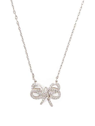 Kate Spade New York Bow Meets Girl Pave Short Mini Pendant Necklace Silver