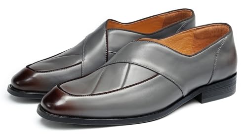 Santimon Mens Dress Penny Loafers Slip-On Shoes - Genuine Leather Formal Business Casual Shoes for Wedding- Fashion Comfortable Prom Mocassins
