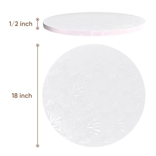 Image of Cakebon Cake Boards 18 inch White Round Cake Drums 1 /2 inch Wrapped Edge 3Pack