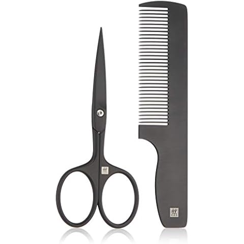 ZWILLING TWINOX M Bartplfege-Set, Premium Bartschere + Bartkamm mit Rinddleder Etui, Bartschneide Kit, Schwarz 97713-004-0 Cover