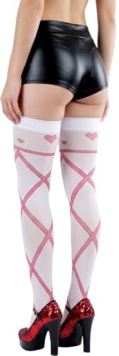 Image of ToBeInStyle Women's Cute Romantic Love Heart Print Thigh High Stockings
