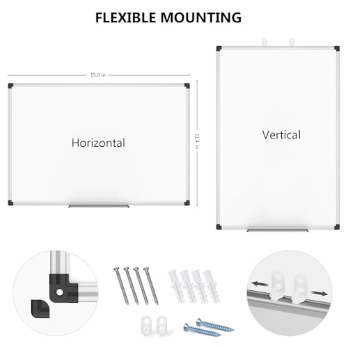 Image of XBoard Small Magnetic Dry Erase Whiteboard 15 x 12 Inch, Hanging White Board Silver Aluminum for Home Office Classroom