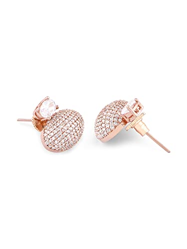 Image of Ami Rose Gold Dazzling cubic Zirconia Classy Contemporary Necklace & Earring Set For Women-ZPFK20107
