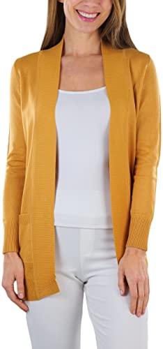 Image of ToBeInStyle Women's Long Sleeve Rib Banded Open Sweater Cardigan