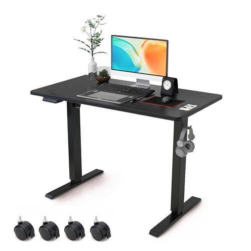 Electric Standing Desk Adjustable Height - Rolling Sit to Stand Desks on Wheels - Mobile Standup...