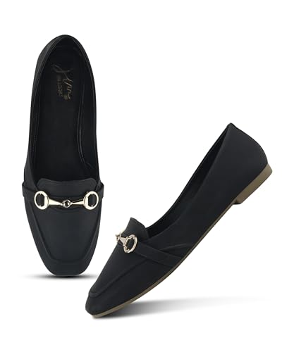 Image of JM LOOKS Sophisticated Horsebit Loafer Flats with Premium Matte Finish and Elegant Metal Link Detail for Daily Style