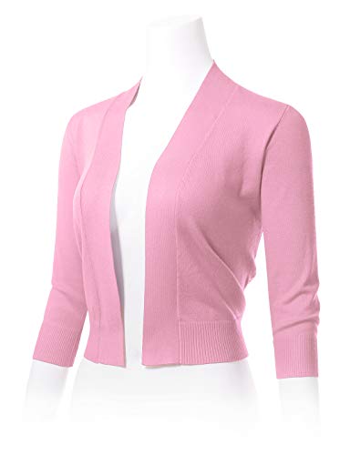 Image of Allsense Women's 3 /4 Sleeve Cropped Shrug Cardigan | Classic Bolero, Open-Front, Lightweight Soft Fine Knit Cover Up