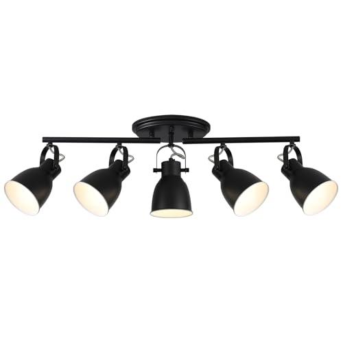 KEESFU Track Lighting, 5 Light Track Lighting fixtures Ceiling, Kitchen Fixtures,Black Modern Spotlight for Kitchen and Dining Room.