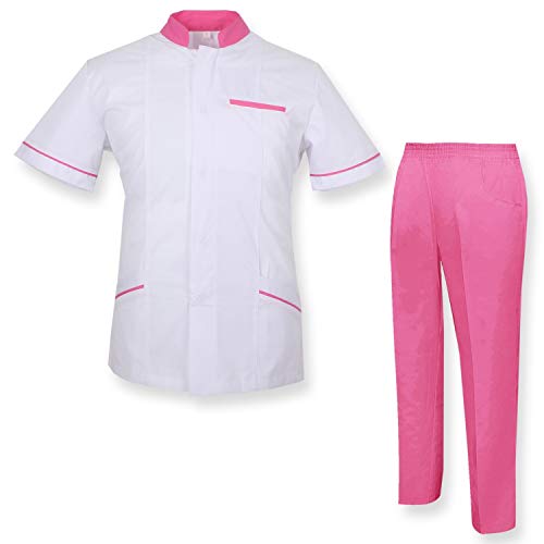 MISEMIYA - Uniforme Medica con Camice e Pantaloni - Uniformi Mediche Camice Uniformi sanitarie OSPITALITÁ - Ref.7018 - Small, Rosa
