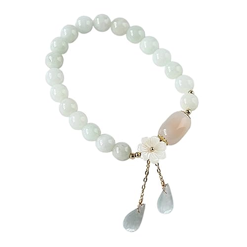 CONGARTENO Pulsera de Jade Natural para Mujer Elástica y Protectora Amuleto de Gemas Auténticas Joyería Elegante y Minimalista para Diario