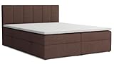 VENASI MÖBEL Lisa Boxspringbett mit Bettkästen H2/H3 Matratze und Topper (Braun, 140 x 200 cm)