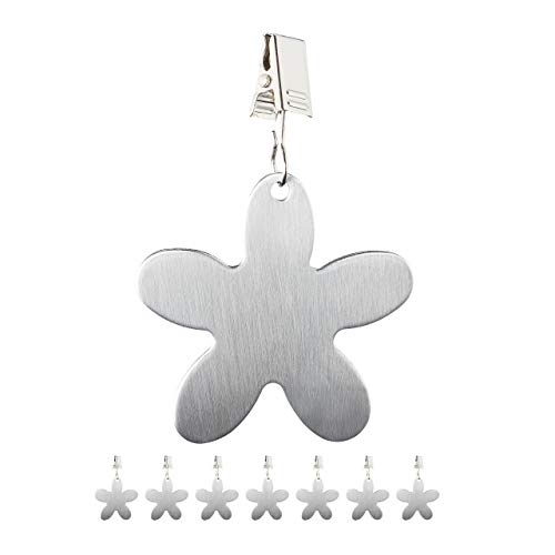 relaxdays Fermatovaglia, Set 8 Pesi per Tovaglia, Indoor & Outdoor, Antivento, Acciaio, Kit Fiori a Sospensione, Argento, Inox, 8 Pz