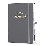 SEEALLDE Agenda académica 2026, vista semanal, tamaño A5, con tapa dura y bolsillo trasero, color gris