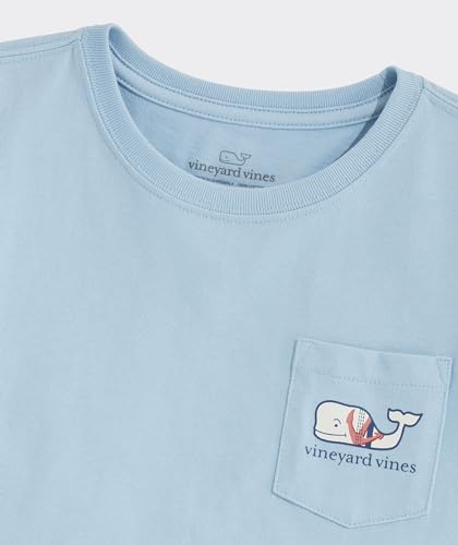 Image of vineyard vines Girls' Girls' Double Vine Stripe Anchors Whale Fill Short-Sleeve Pocket Tee