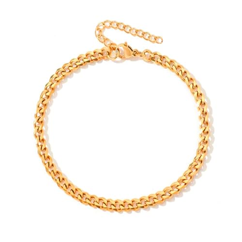 Only faith Pulseras Dorada Mujer Dorada Cadena Acero Inoxidable Ajustable Chapado en Oro 18 k Espiga Cadena de Eslabones (Dorada 5 mm)