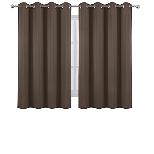 Image of LEMOMO Blackout Curtains 52 x 45 inch /Chocolate Brown Curtains Set of 2 Panels /Thermal Insulated Room Darkening Bedroom Curtains