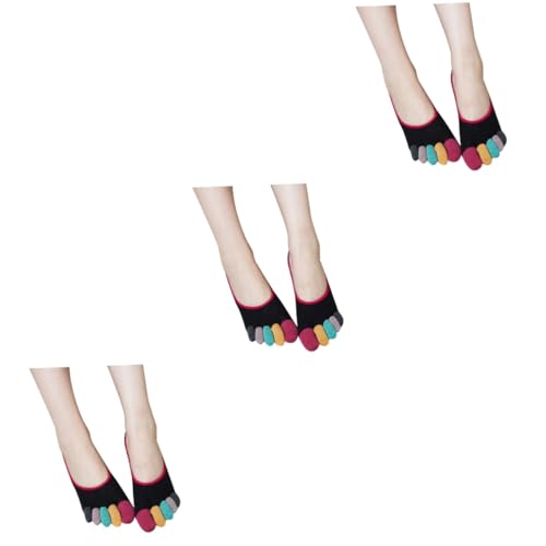 3pairs Anti-slip Silicone Five-finger Socks for Women and Girls Breathable Cotton Summer Socks Cute Cartoon Design for Everyday Wear and Comfort