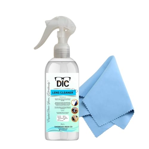 Image of DIC 300ml Lens Cleaning Solution Spray with Microfiber Cloth Contain NO Detergent-NO foam-for Spectacles, Sunglasses, Eyeglasses, Mobile, PC, Laptop, TV&Camera - Pack of 1