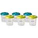 BÉABA Juego de 6 Tarritos de Conservación, Recipientes apilables y con clip, 100 % herméticos con Graduación, Congelación, 6x200 ml, Azul/Amarillo