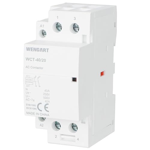 Wengart Contactor AC para casas modernas WCT-40, 2NO AC24V 40A, compacto, potente, increíblemente eficiente, fácil instalación