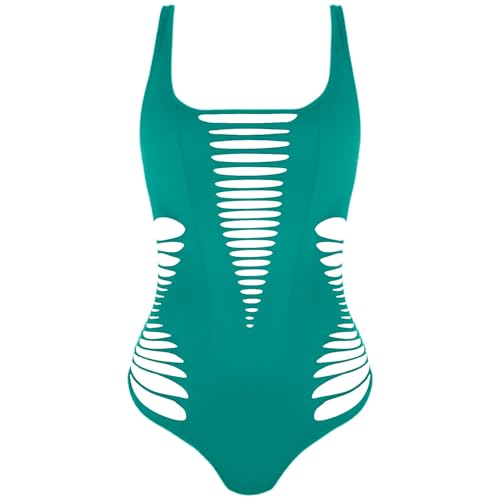 Badeanzug Bodysuit mit verführerischem Design für einen bezaubernden Auftritt am Strand Pool (Dark Green, M)-2