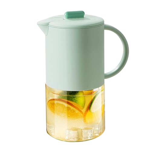Jarra de para jugo, jarra de vidrio de 1500 ml con tapa y asa, dispensador hermético de bebidas para té, café, bebidas calientes/frías, leche líquida, refrigerador, almacenamiento para fiestas
