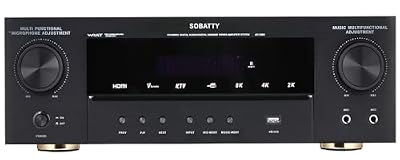 SOBATTY Stereo Receivers,5.1 Channels Audio Amplifier with HDMI,Optical/Coaxial,Bluetooth/USB,RCA,AC-3 Input,Subwoofer Output for Karaoke,Home,Theater Speakers(Non-Dolby/DTS)