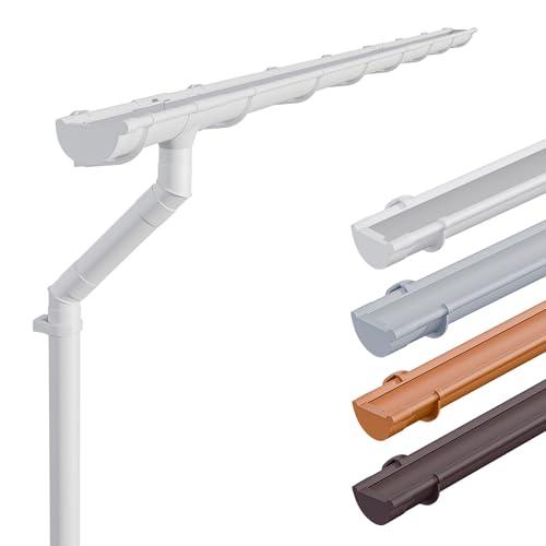 INEFA Dachrinnen Set Kunststoff NW125 / 125mm halbrund Weiß 6m – Regenrinne Dachrinne Fallrohr Set PVC für Gartenhaus und Carport