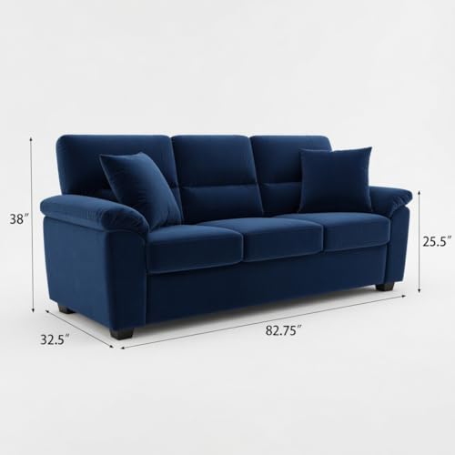 Image of Anderson Sofa Set for Living Room | Sectional Sofas | Premium Leather Sofa for Home Office | Leather Sofa Set | Leatherette Sofa (Blue Fabric, 3+2 Seater with Ottoman)