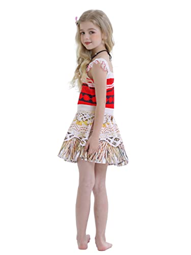 Jurebecia Moana Costume For Girls Princess Dress Up Toddler Kids Fancy Halloween Costume Birthday Party Role Play Lace Ruffle Sleeve Dress Summer Outfits With Accessories Size 3T #TOP2