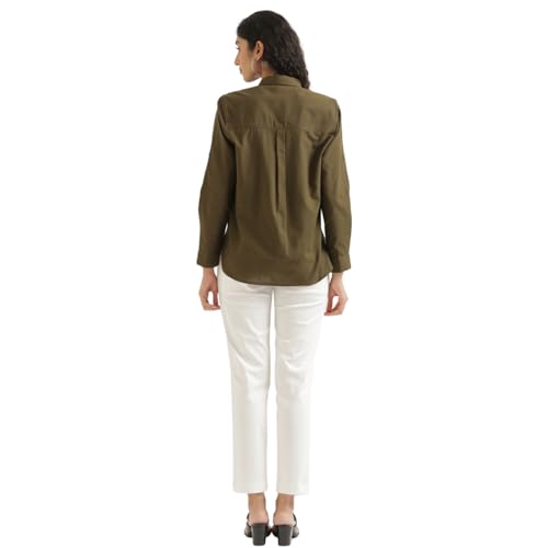 Image of SAADAA Airy Linen Shirt | Solid Regular Fit Casual Shirts Stylish for Women