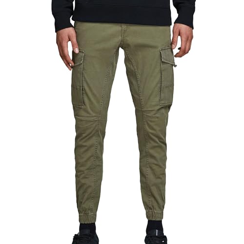 Jack & Jones Men's Paul Flame AKM 542 Cargo Pants Green in Size 34W 32L